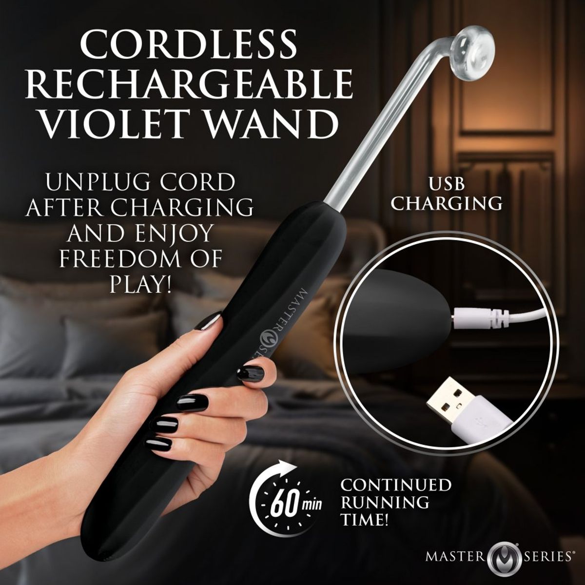 Master Series - Elektra Rechargeable E-Stim Wand - Black